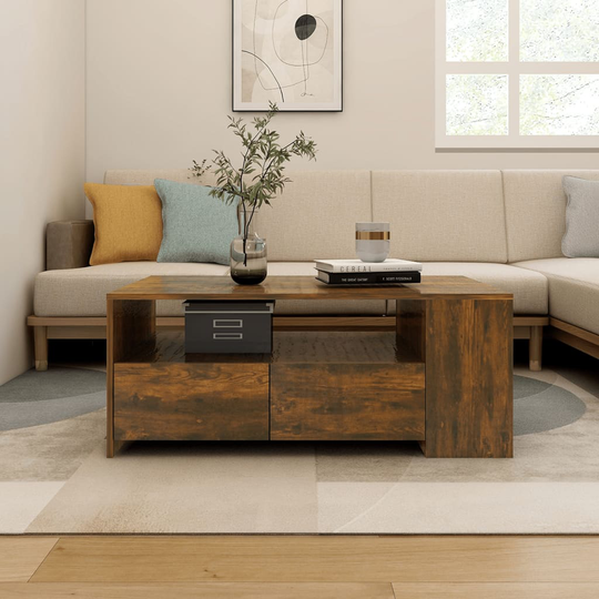 vidaXL Sohvapöytä savutammi 102x55x42 cm tekninen puu