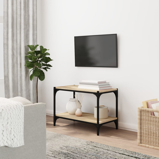 vidaXL TV-taso Sonoma-tammi 60x33x41 cm tekninen puu ja teräs