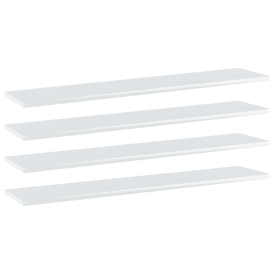 vidaXL Kirjahyllytasot 4 kpl korkeakiilto valk 100x20x1,5cm lastulevy