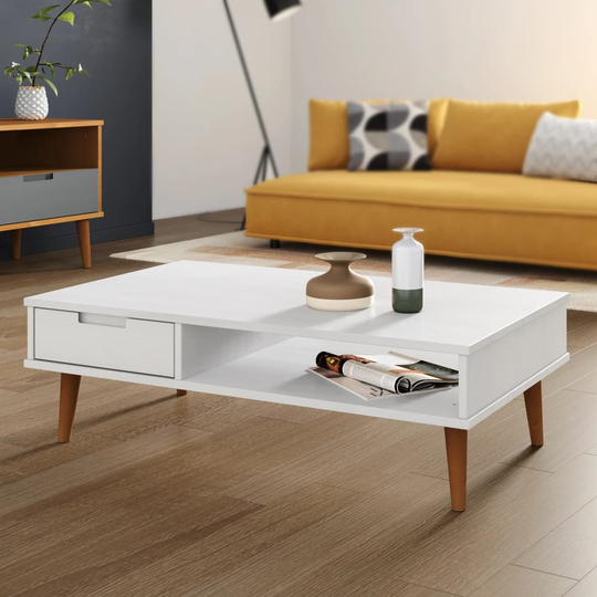 vidaXL Sohvapöytä MOLDE valkoinen 100x55x31 cm täysi mänty