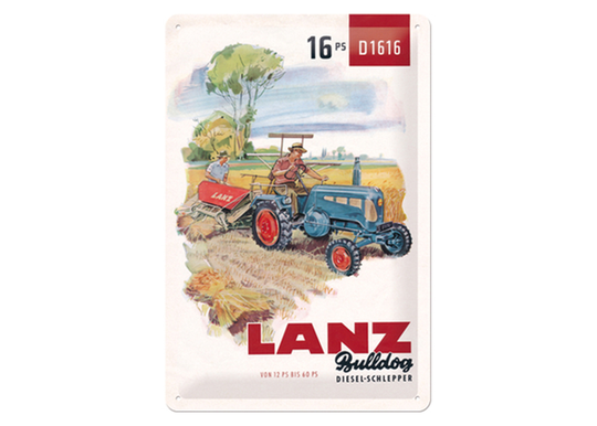 Retro metallitaulu Lanz Diesel-Schlepper 20x30 cm
