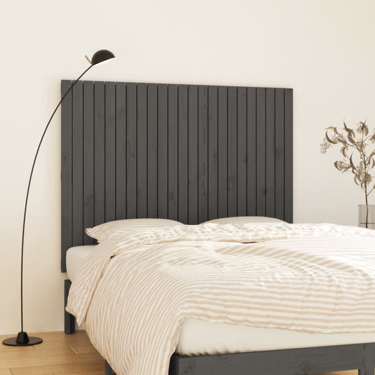 vidaXL Sängynpääty seinälle harmaa 146,5x3x110 cm täysi mänty