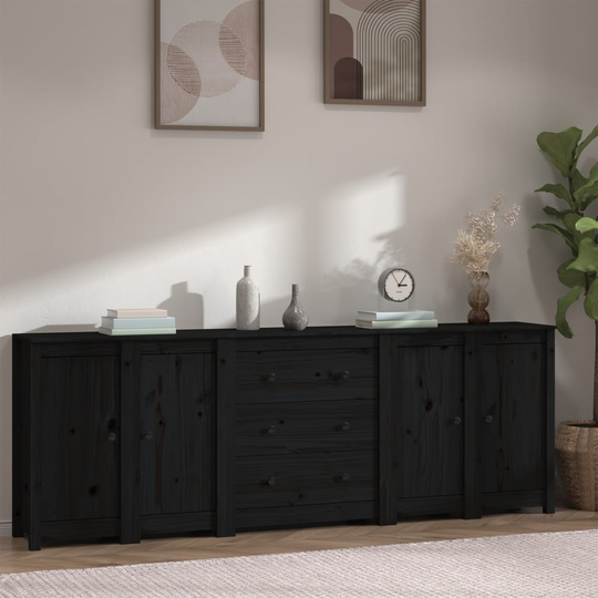 vidaXL Senkki musta 230x35x80 cm täysi mänty