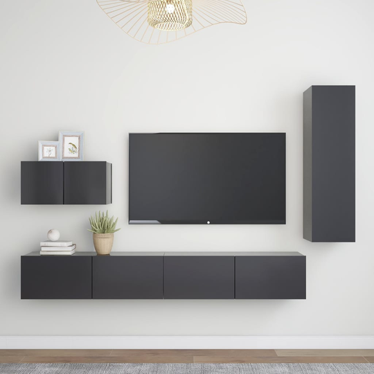 vidaXL 4-osainen TV-kaappisarja harmaa lastulevy