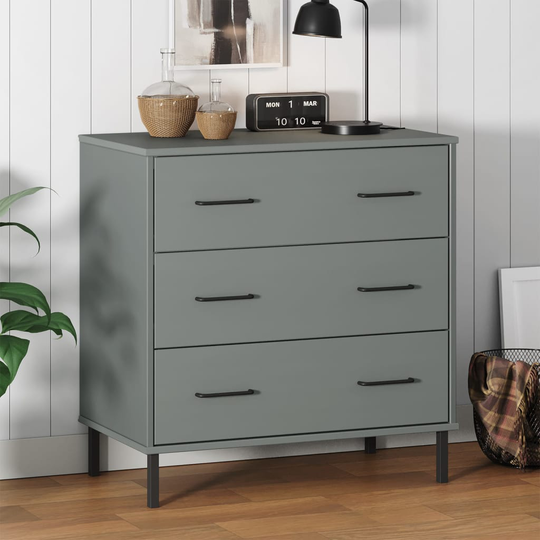 vidaXL Senkki 3 laatikolla harmaa 77x40x79,5 cm täyspuu OSLO