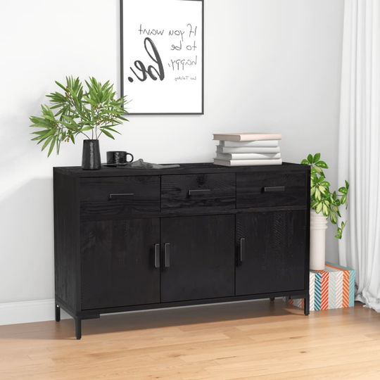 vidaXL Senkki musta 110x35x70 cm täysi mänty