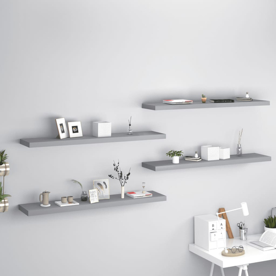 vidaXL Kelluvat seinähyllyt 4 kpl harmaa 120x23,5x3,8 cm MDF