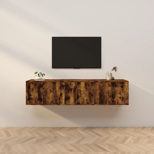 vidaXL Seinäkiinnitettävät TV-tasot 3 kpl savutammi 57x34,5x40 cm