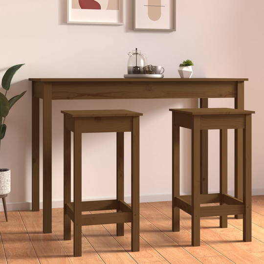 vidaXL Baarituolit 2 kpl hunajanruskea 40x40x78 cm täysi mänty