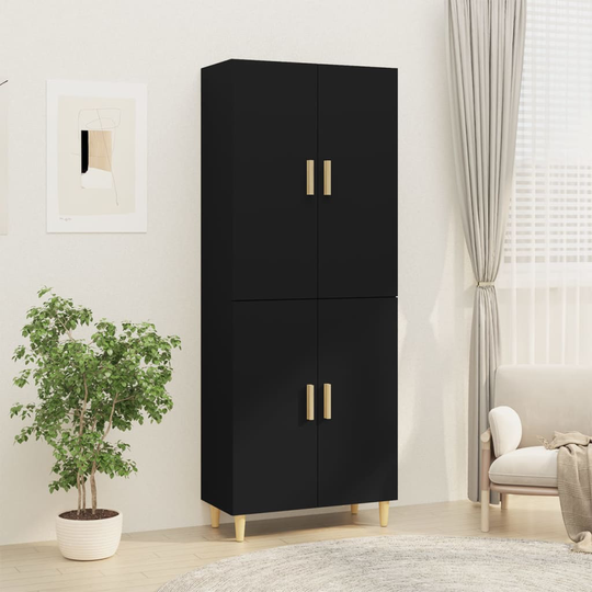 vidaXL Kaappi musta 70x34x180 cm tekninen puu