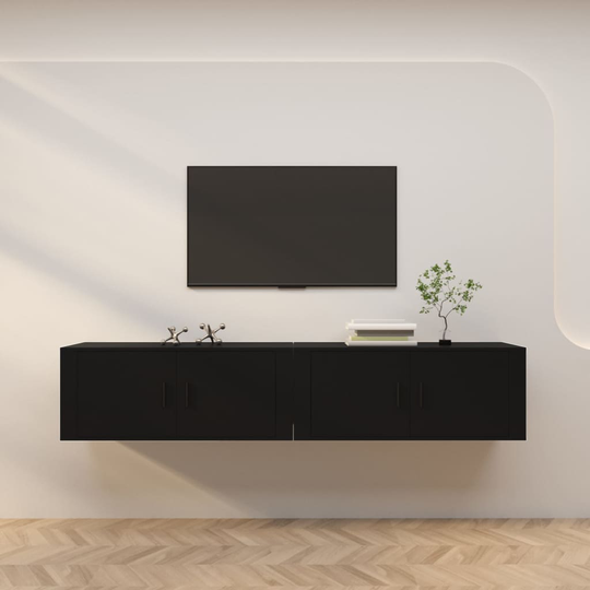 vidaXL Seinäkiinnitettävät TV-kaapit 2 kpl musta 100x34,5x40 cm
