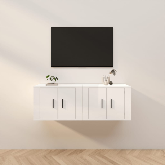 vidaXL Seinäkiinnitettävät TV-kaapit 2kpl korkeakiilto 57x34,5x40 cm