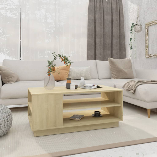 vidaXL Sohvapöytä Sonoma-tammi 102x55x43 cm lastulevy