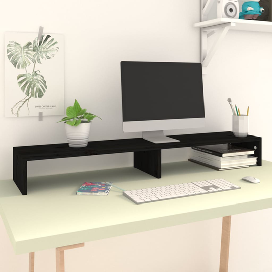 vidaXL Näyttöteline musta 110x23,5x9 cm tekninen puu
