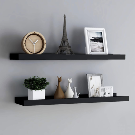 vidaXL Tauluhyllyt 2 kpl musta 80x9x3 cm MDF