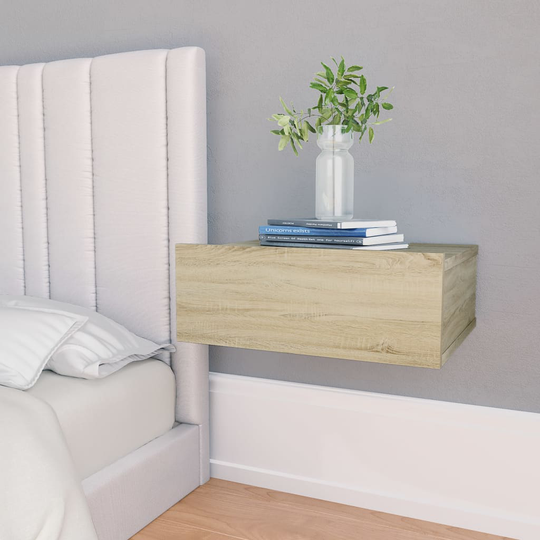 vidaXL Kelluvat yöpöydät 2 kpl Sonoma tammi 40x30x15 cm lastulevy