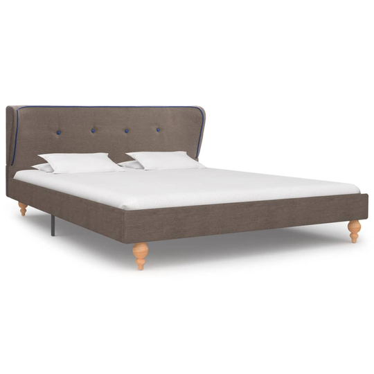 280714 vidaXL Bed Frame Taupe Fabric 135x190 cm (UK/NO/IE/FI/DE/FR/NL only)