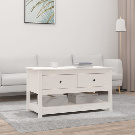 vidaXL Sohvapöytä valkoinen 102x49x55 cm täysi mänty