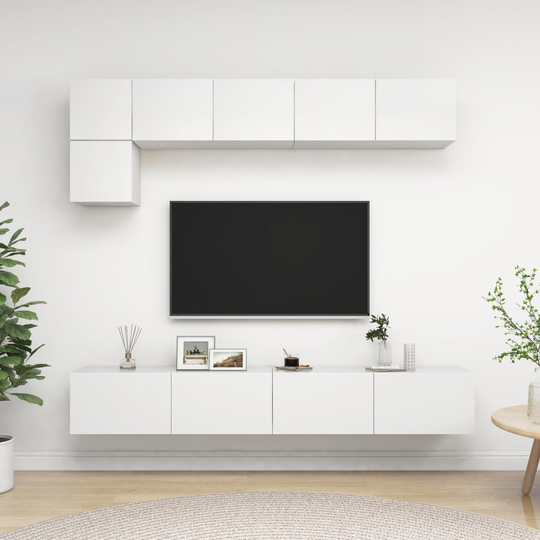 vidaXL 5-osainen TV-kaappisarja valkoinen lastulevy