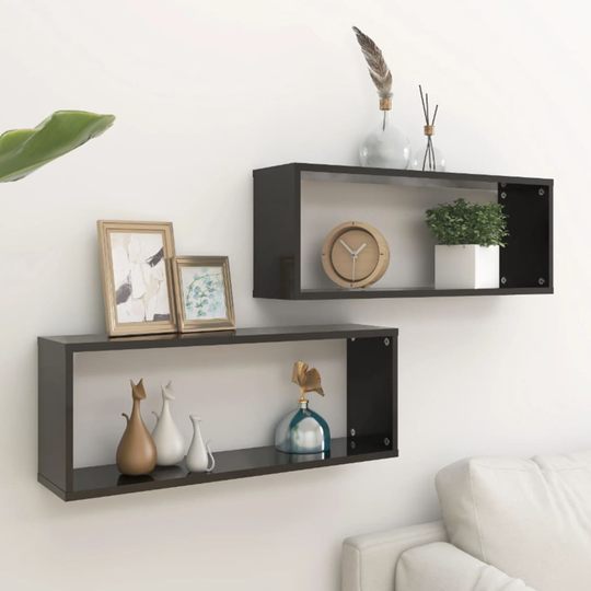 vidaXL Kuutioseinähyllyt 2 kpl korkeak. musta 60x15x23 cm lastulevy