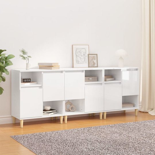 vidaXL Senkit 3 kpl korkeakiilto valkoinen 60x35x70 cm tekninen puu