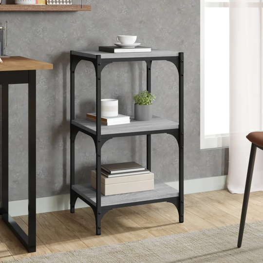 vidaXL Kirjahylly harmaa Sonoma 40x33x70,5 cm tekninen puu ja teräs
