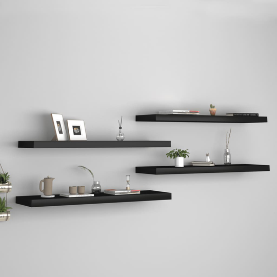 vidaXL Kelluvat seinähyllyt 4 kpl musta 90x23,5x3,8 cm MDF