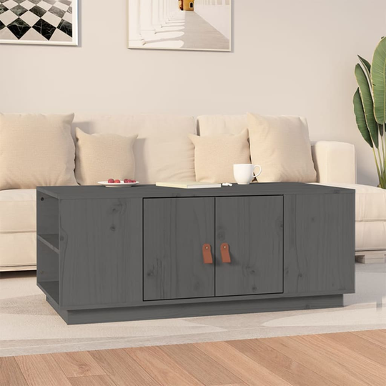 vidaXL Sohvapöytä harmaa 100x50x41 cm täysi mänty