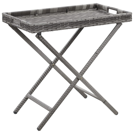 vidaXL Kokoontaittuva pöytä harmaa 80x45x75 cm polyrottinki