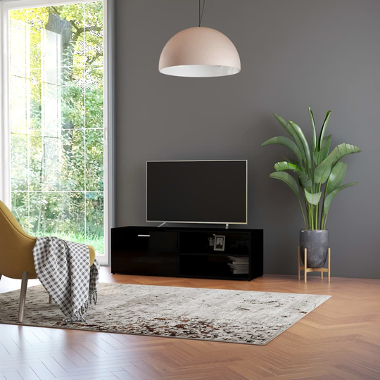 vidaXL TV-taso korkeakiilto musta 120x34x37 cm lastulevy