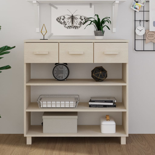 vidaXL Konsolipöytä HAMAR hunajanruskea 90x35x90 cm täysi mänty
