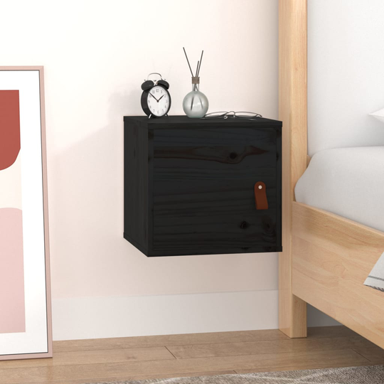 vidaXL Seinäkaappi musta 31,5x30x30 cm täysi mänty