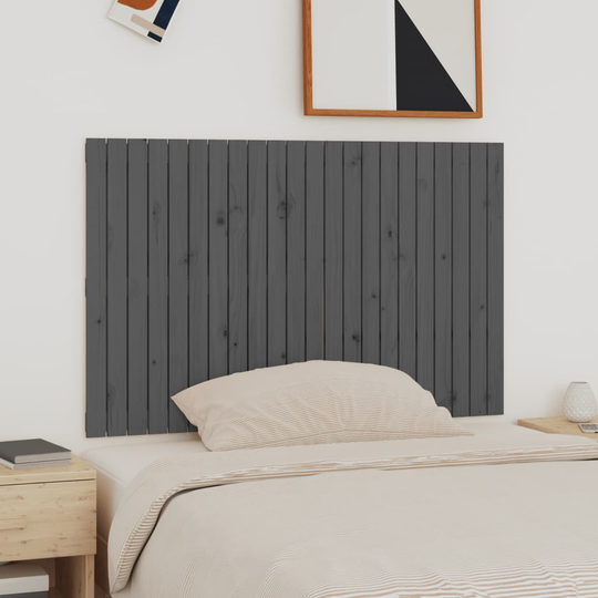 vidaXL Sängynpääty seinälle harmaa 140x3x90 cm täysi mänty
