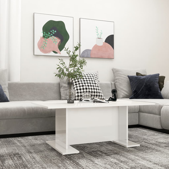 vidaXL Sohvapöytä korkeakiilto valkoinen 103,5x60x40 cm lastulevy