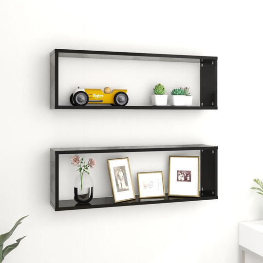 vidaXL Kuutioseinähyllyt 2 kpl korkeak. musta 80x15x26,5 cm lastulevy