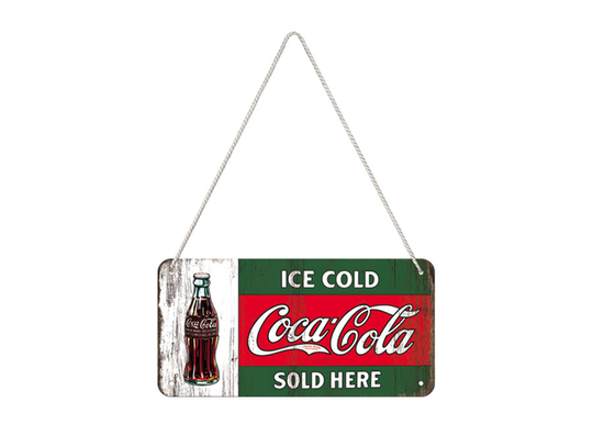 Retro metallitaulu COCA-COLA ICE COLD SOLD HERE 10x20 cm