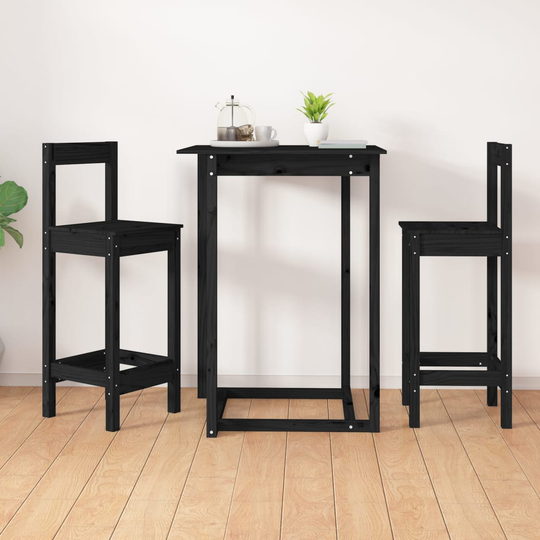 vidaXL Baarituolit 2 kpl musta 40x41,5x112 cm täysi mänty