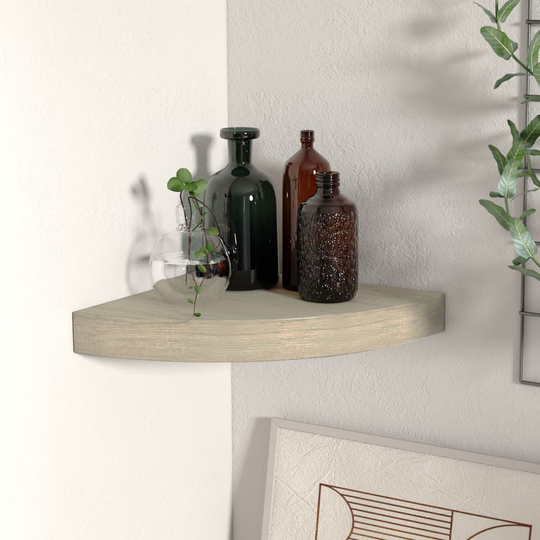 vidaXL Kelluva kulmahylly tammi 25x25x3,8 cm MDF