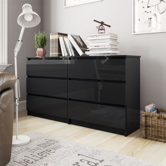 vidaXL Senkki korkeakiilto musta 140x35x76 cm lastulevy