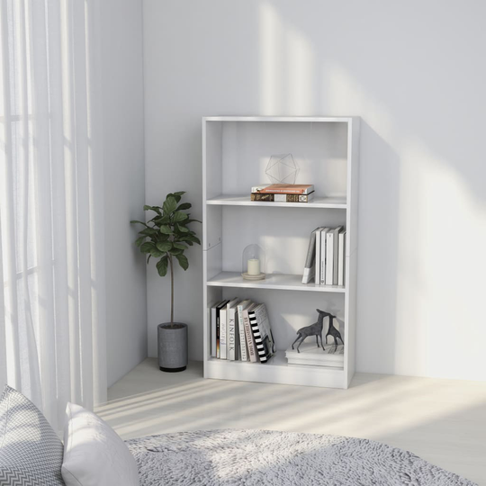 vidaXL 3-tasoinen kirjahylly valkoinen 60x24x109 cm tekninen puu