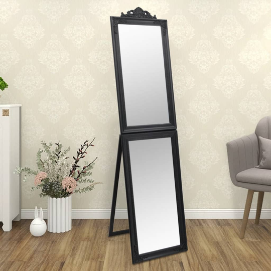 vidaXL Vapaasti seisova peili musta 50x200 cm