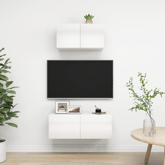 vidaXL 2-osainen TV-kaappisarja korkeakiilto valkoinen lastulevy
