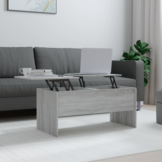 vidaXL Sohvapöytä harmaa Sonoma 102x50,5x46,5 cm tekninen puu