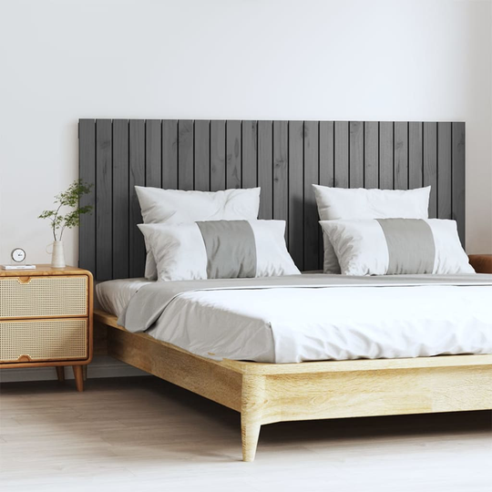 vidaXL Sängynpääty seinälle harmaa 159,5x3x60 cm täysi mänty
