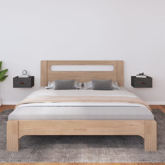 vidaXL Seinäkiinnitettävät yöpöydät 2 kpl harmaa 40x29,5x22 cm