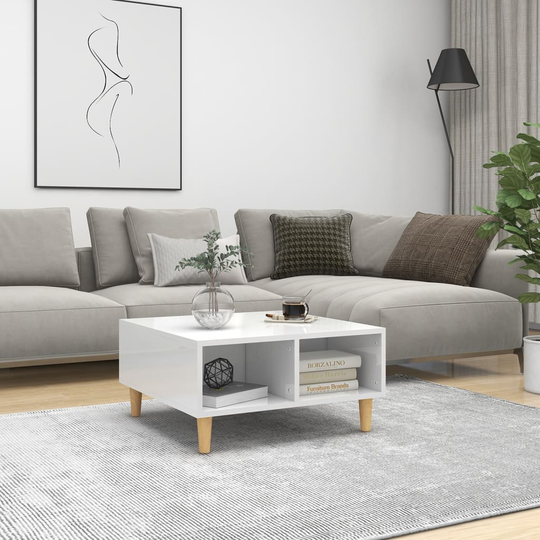 vidaXL Sohvapöytä korkeakiilto valkoinen 60x60x30 cm lastulevy
