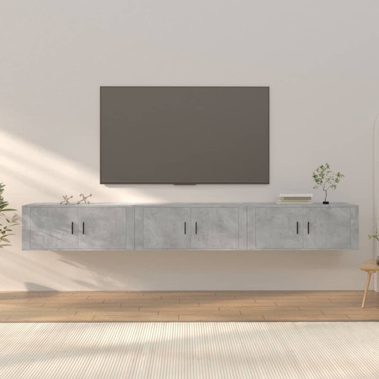 vidaXL Seinäkiinnitettävät TV-kaapit 3 kpl betoninharm. 100x34,5x40 cm