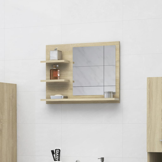 vidaXL Kylpyhuonepeili Sonoma-tammi 60x10,5x45cm lastulevy