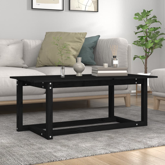 vidaXL Sohvapöytä musta 110x55x45 cm täysi mänty