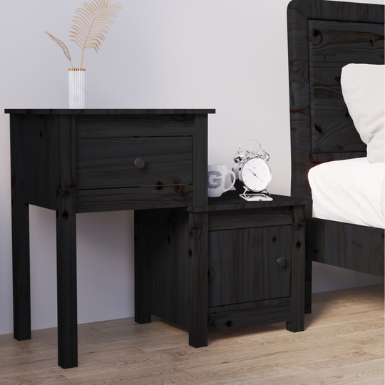 vidaXL Yöpöytä musta 79,5x38x65,5 cm täysi mänty